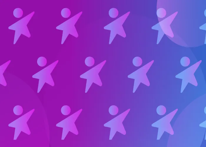 Repeated icons of 'dynamic child' on a purple background