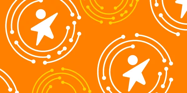 Dynamic child from RCPCH logo in circles on an orange background