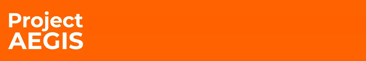 Project AEGIS - white text on orange background