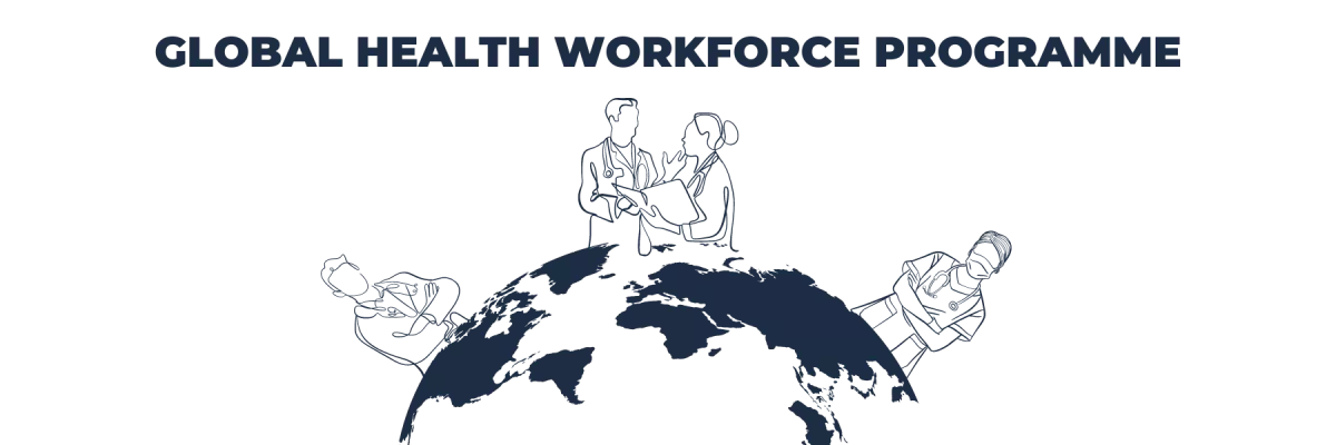 Logo: Global Health Workforce Programme - image of people on a globe