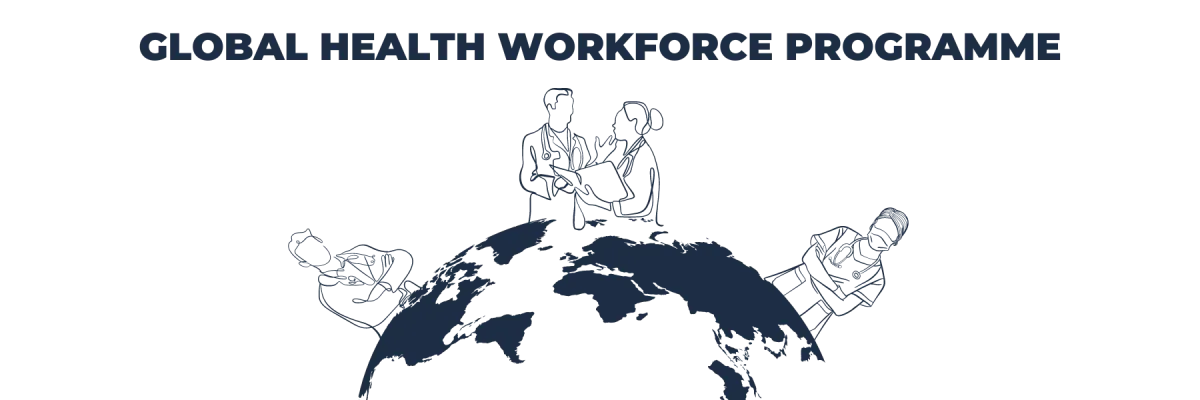 Logo: Global Health Workforce Programme - image of people on a globe