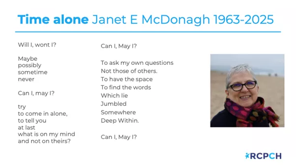 Poem: Time alone - Janet E McDonagh 1963-2025
