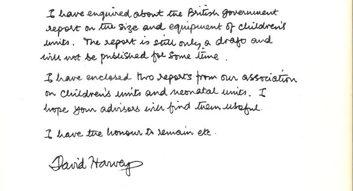 David Harvey letter to Queen Noor