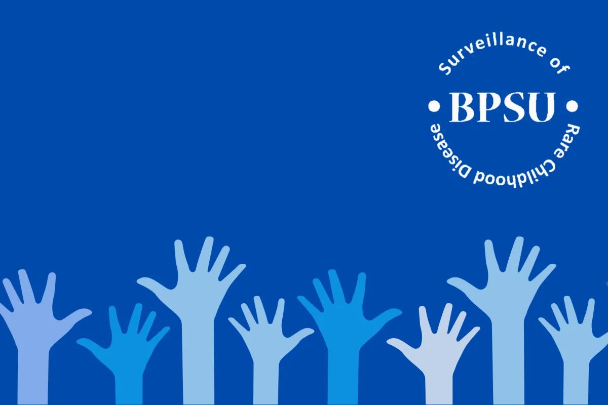 BPSU logo: Surveillance of rare childhood disease | Illustration of hands