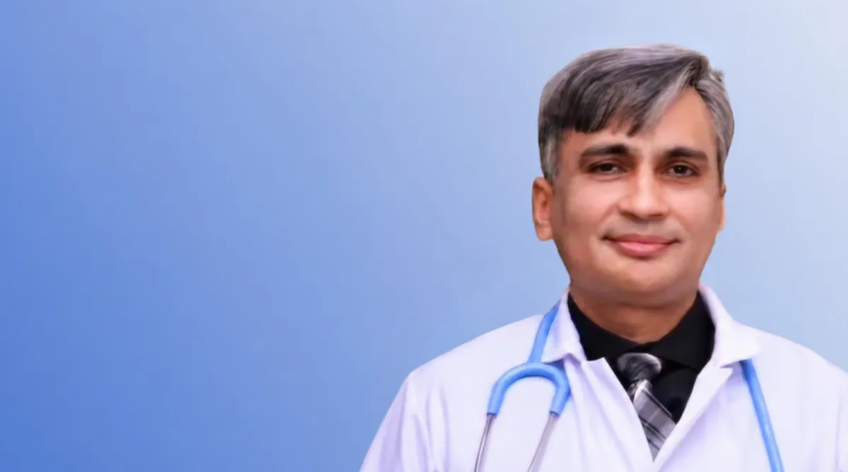Dr Jamil Ahmad Khan on a blue background