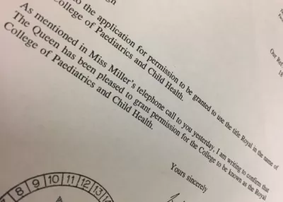 Letter of permission for the college to be known as 'Royal College of Paediatrics and Child Health'