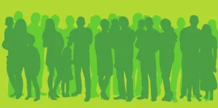 Silhouette image of a crowd of people