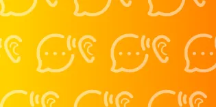 Repeated icon: Speech mark and ear