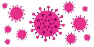 Graphic of flu viruses