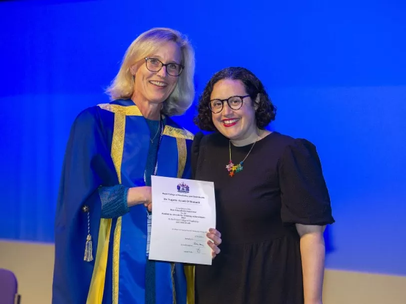 Camilla Kingdon presents Dr Najette Ayadi O'Donnell with her PAFTA certificate
